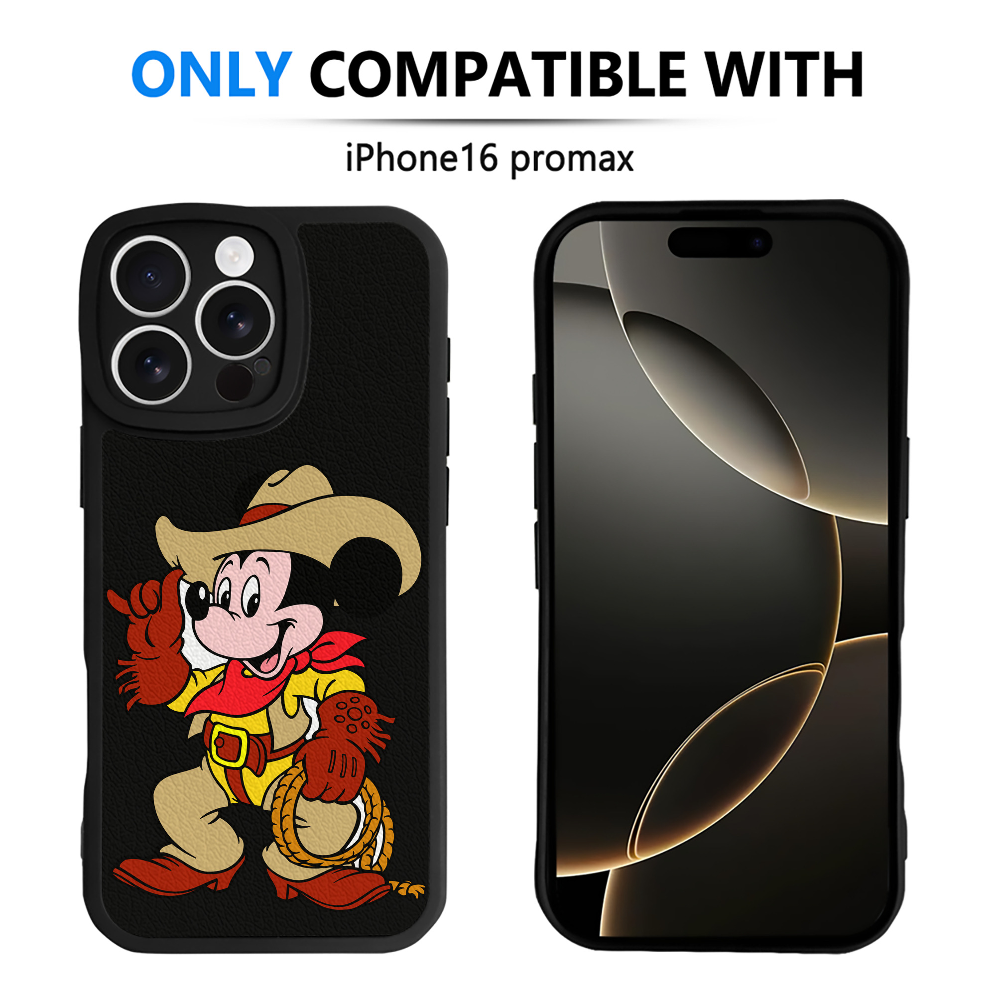 （画像用） ミッキーマウス Mickey Mouse 【iPhone 16シリーズ対応】シリコンスマホケース（レザー調） 材質：シリコン